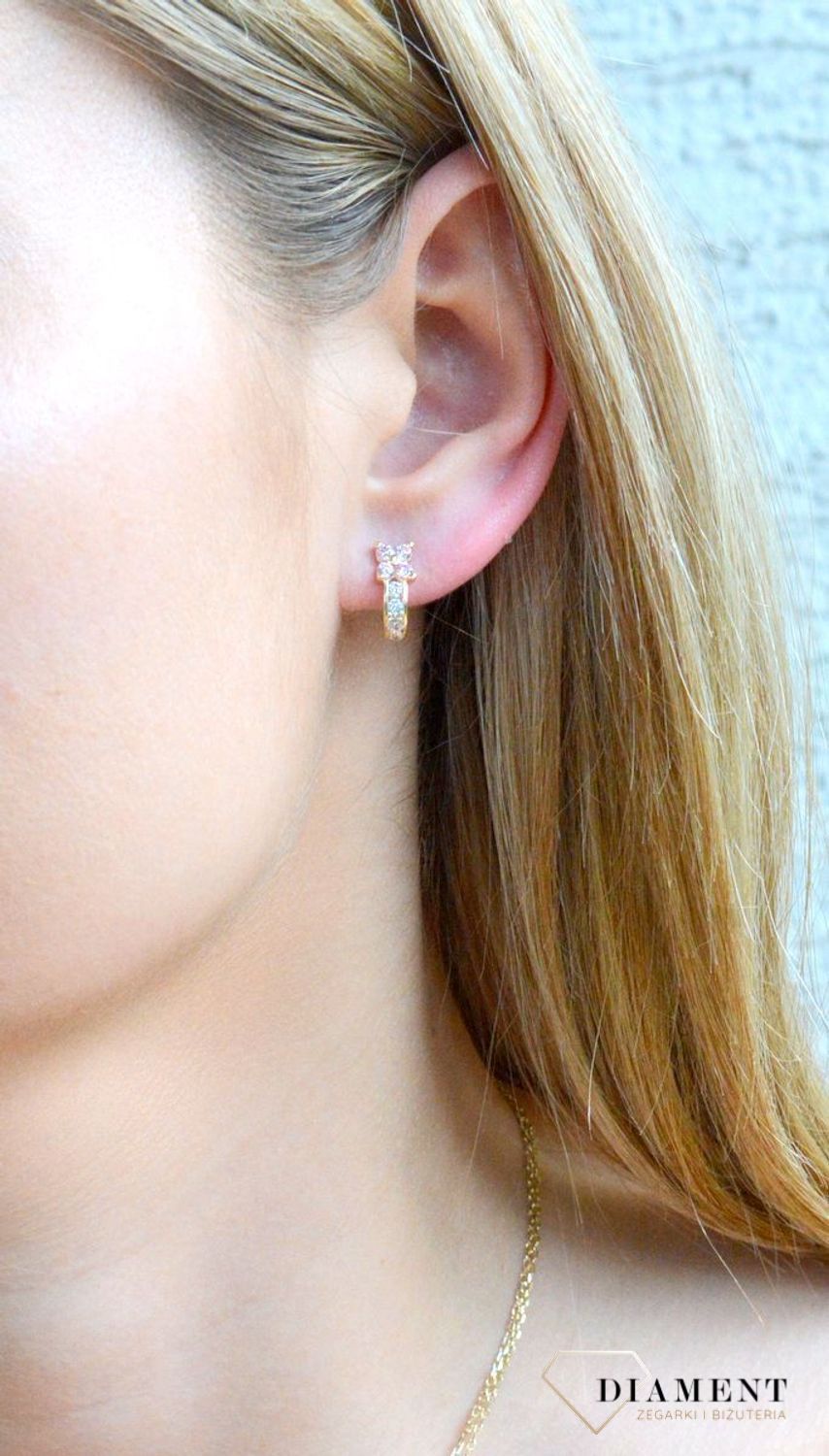 Złote kolczyki 585 Różowe kwiatki KL 3243A.jpg